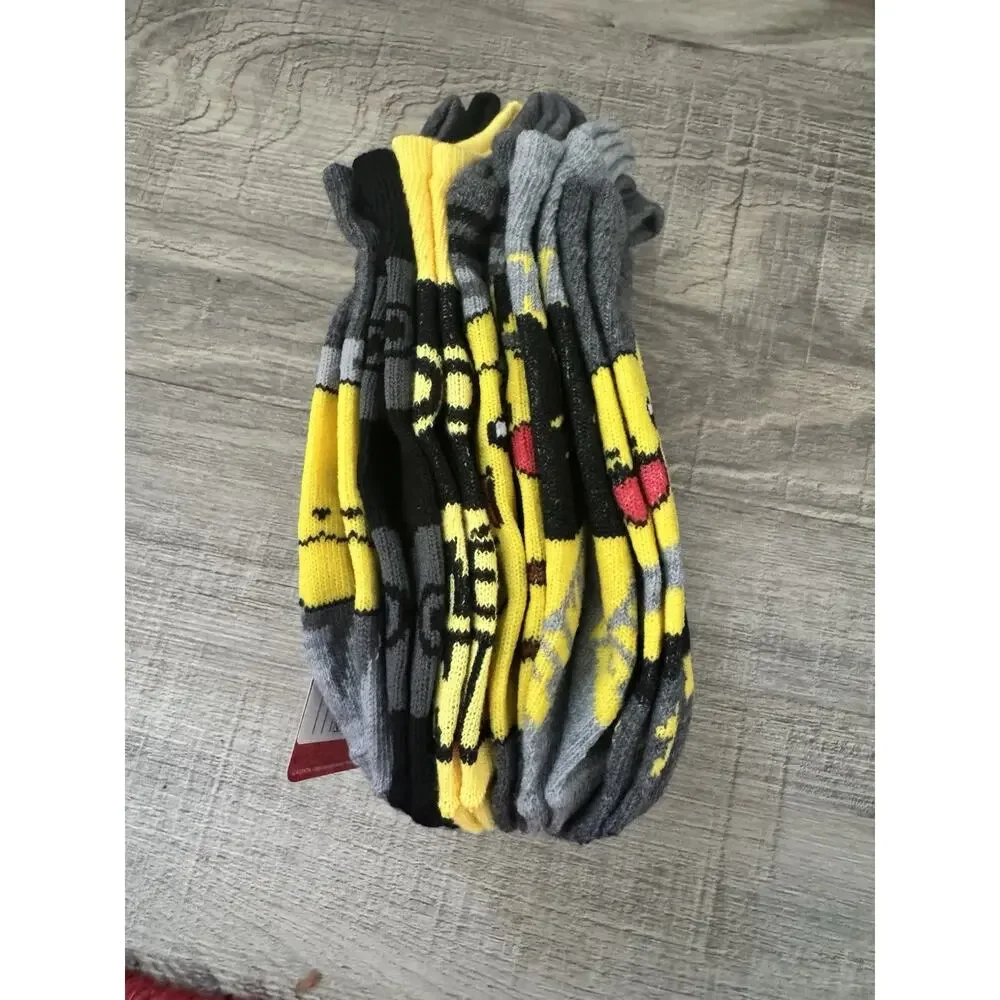 Pokémon Pikachu No Show Socks 6 Pair Pack Gray Yellow Kids Shoe Size 9-2½ NW